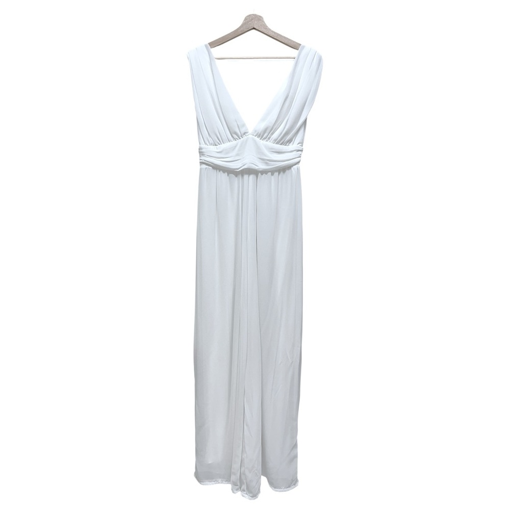 Lulus Jumpsuit Medium White Romper Full Wide Leg Goddess Marilyn Hollywood Glam